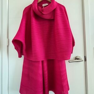 KATE HEWKO Vibrant Pink Cowl Neck Top and Pant Set